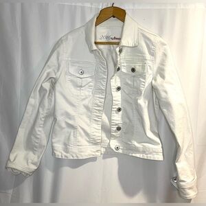 Parasuco Denim Jean Solid White Jacket Womens Medium Cropped Trucker Pop 2016